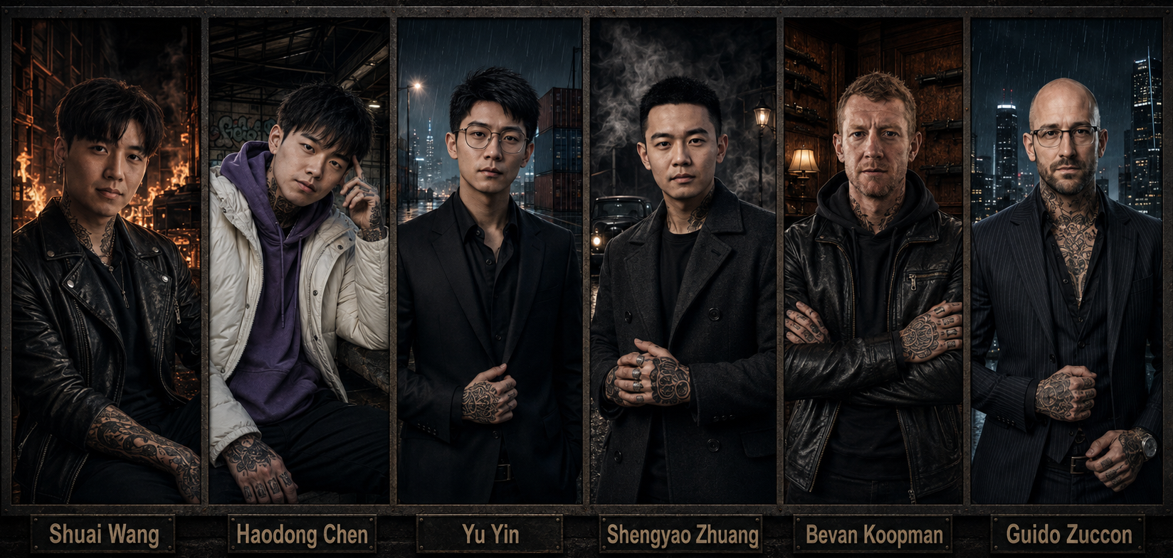 Portraits of the six authors, night version: Shuai Wang, Haodong Chen, Yu Yin, Shengyao Zhuang, Bevan Koopman and Guido Zuccon.